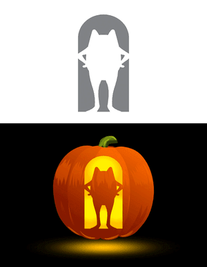 Standing Cartoon Frog Pumpkin Stencil