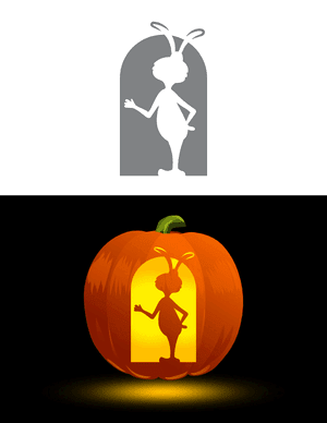 Standing Cartoon Hare Pumpkin Stencil