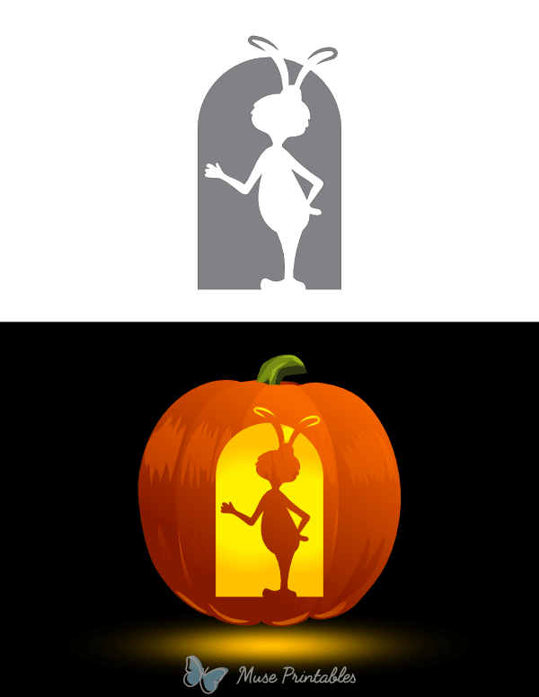 Standing Cartoon Hare Pumpkin Stencil