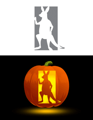 Standing Cartoon Kangaroo Pumpkin Stencil