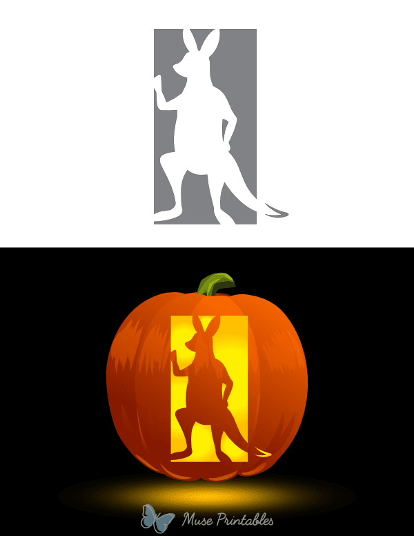 Standing Cartoon Kangaroo Pumpkin Stencil