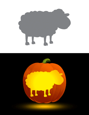 Standing Cartoon Sheep Pumpkin Stencil