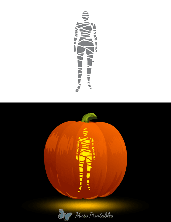 Standing Female Mummy Pumpkin Stencil