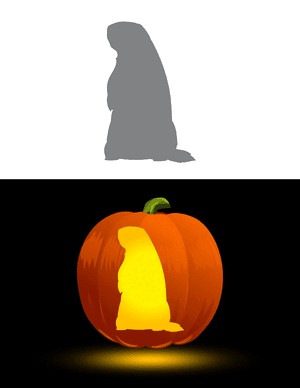 Standing Groundhog Outline Pumpkin Stencil