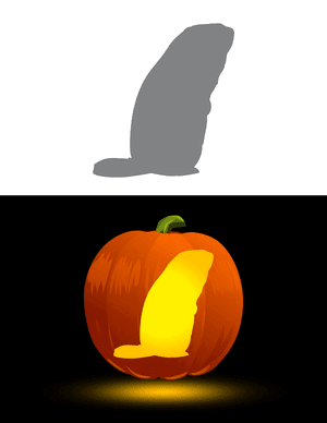 Standing Groundhog Pumpkin Stencil