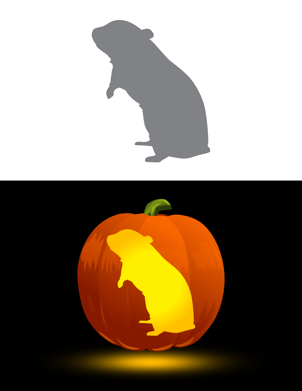 Printable Standing Hamster Side View Pumpkin Stencil