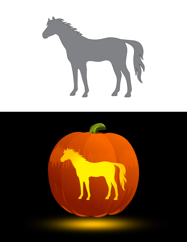 Printable Standing Horse Pumpkin Stencil