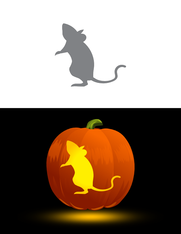 Printable Standing Mouse Pumpkin Stencil