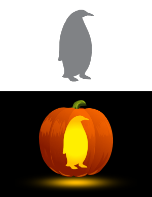 Standing Penguin Pumpkin Stencil