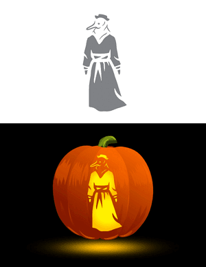 Standing Plague Doctor Pumpkin Stencil