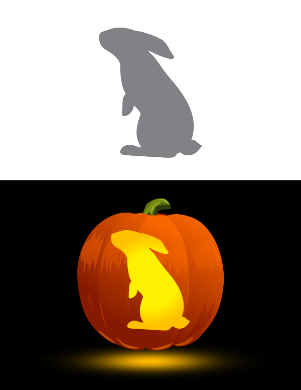 Printable Standing Rabbit Pumpkin Stencil