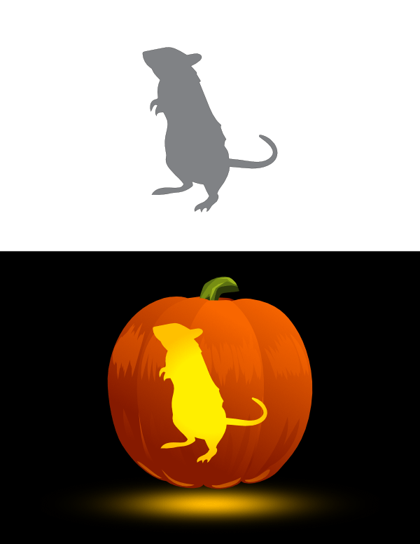 Printable Standing Rat Pumpkin Stencil