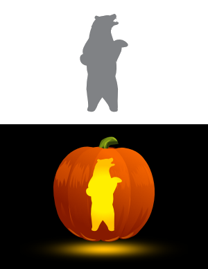 Standing Roaring Bear Pumpkin Stencil