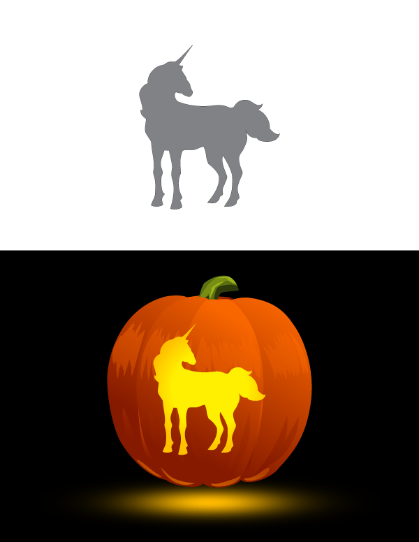 Standing Unicorn Pumpkin Stencil