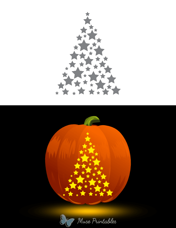 Star Christmas Tree Pumpkin Stencil