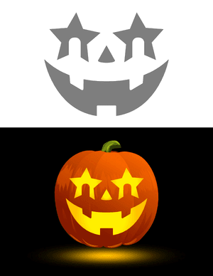 Star Eyes Face Pumpkin Stencil