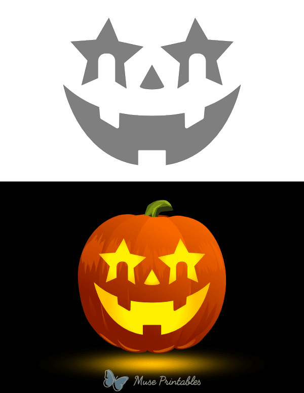 Star Eyes Face Pumpkin Stencil