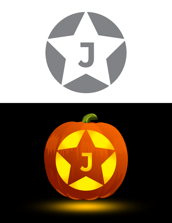 Printable Star Letter J Pumpkin Stencil