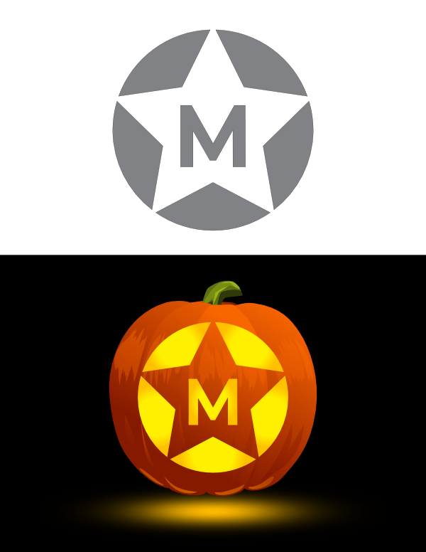 Printable Star Letter M Pumpkin Stencil