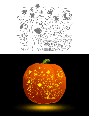 Starry Night Pumpkin Stencil