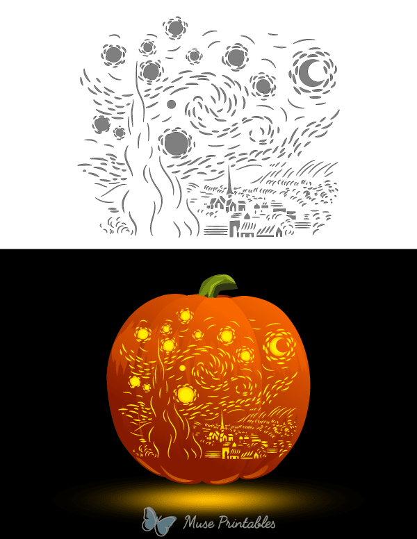 Starry Night Pumpkin Stencil