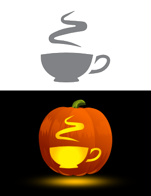 Steaming Teacup Pumpkin Stencil