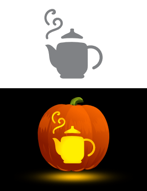 Steaming Teapot Pumpkin Stencil