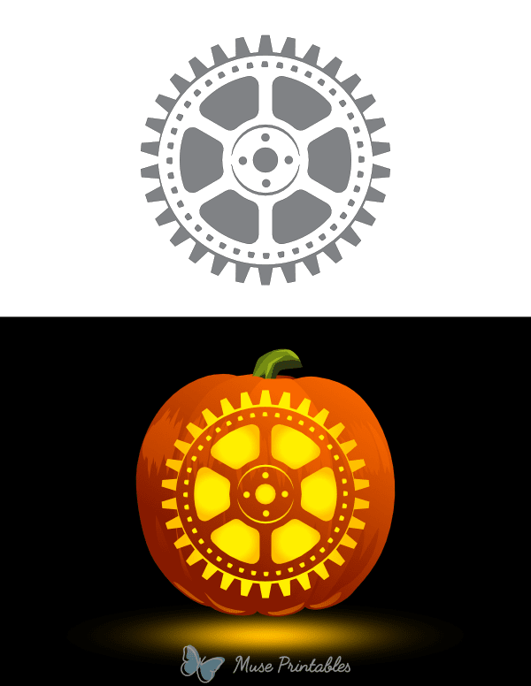 Steampunk Gear Pumpkin Stencil