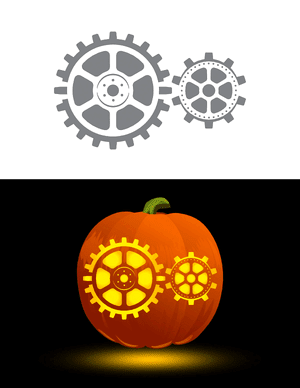 Steampunk Gears Pumpkin Stencil