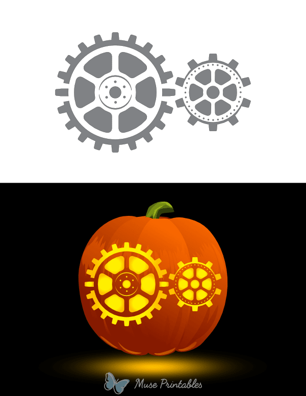 Steampunk Gears Pumpkin Stencil
