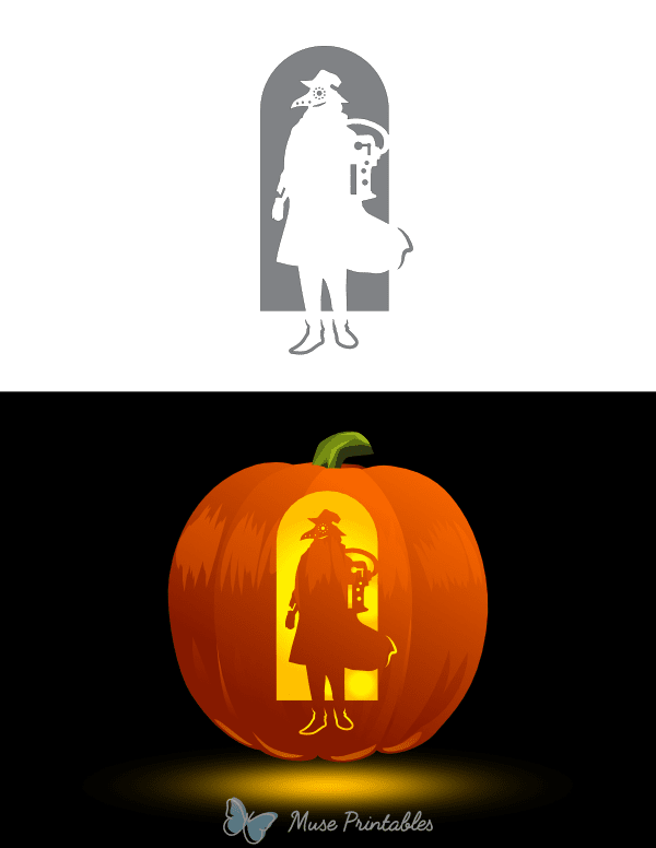 Steampunk Plague Doctor Pumpkin Stencil