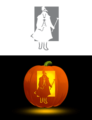 Steampunk Plague Doctor With Cane Pumpkin Stencil