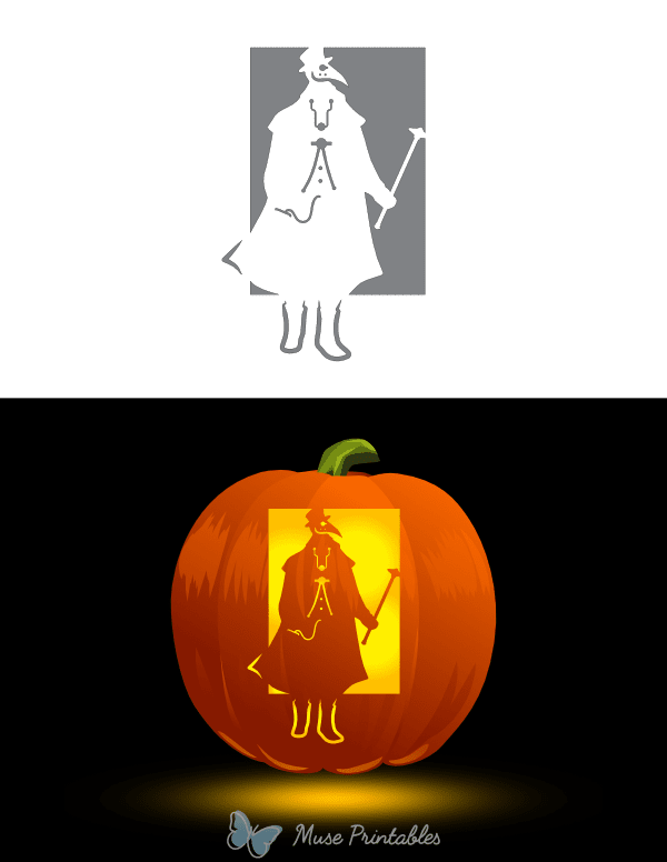 Steampunk Plague Doctor With Cane Pumpkin Stencil