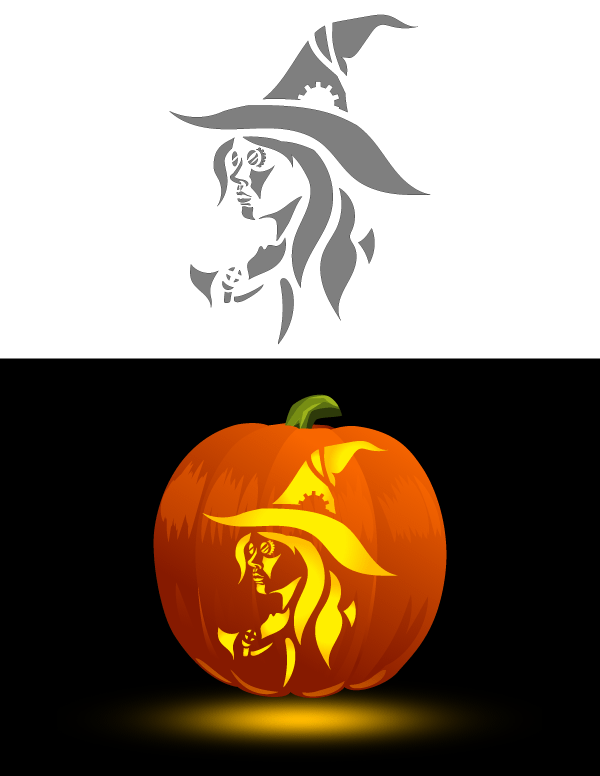 witch face pumpkin stencil