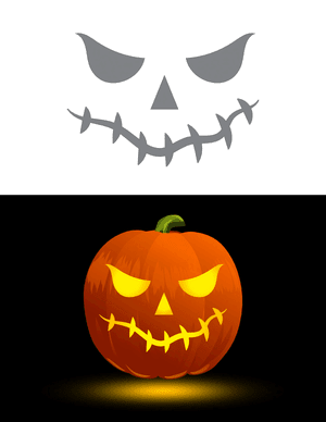 Stitched Jack-o'-lantern Face Pumpkin Stencil