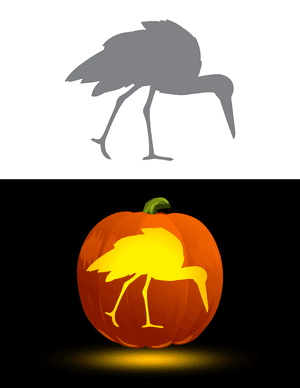 Stork Outline Pumpkin Stencil