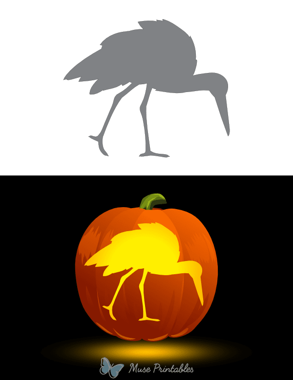 Stork Outline Pumpkin Stencil