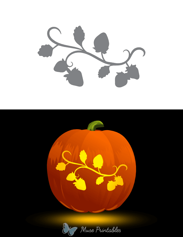 Strawberry Vine Pumpkin Stencil