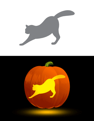 Stretching Cat Pumpkin Stencil