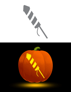 Striped Fireworks Rocket Pumpkin Stencil