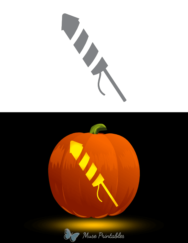 Striped Fireworks Rocket Pumpkin Stencil