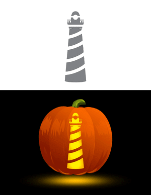 Striped Lighthouse Pumpkin Stencil