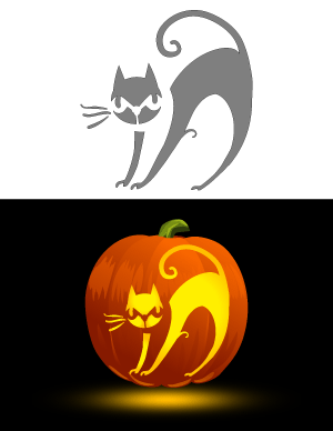 Stylish Cat Pumpkin Stencil