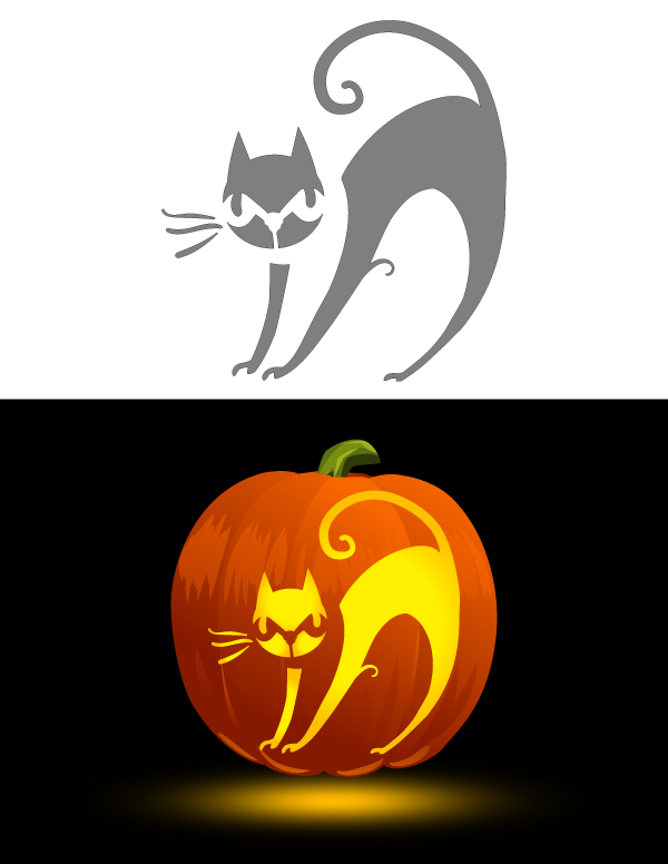 Printable Stylish Cat Pumpkin Stencil