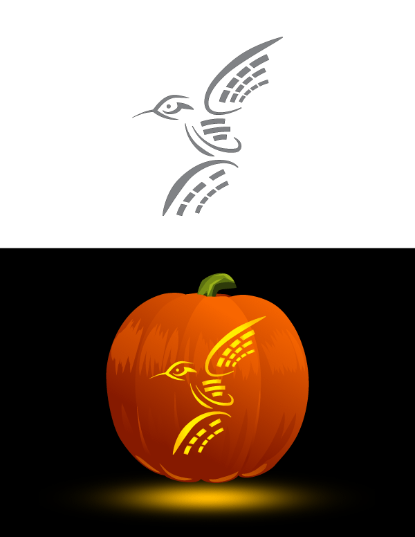Stylized Hummingbird Pumpkin Stencil