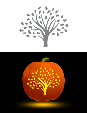 Stylized Oak Tree Pumpkin Stencil