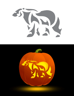Stylized Polar Bear Pumpkin Stencil
