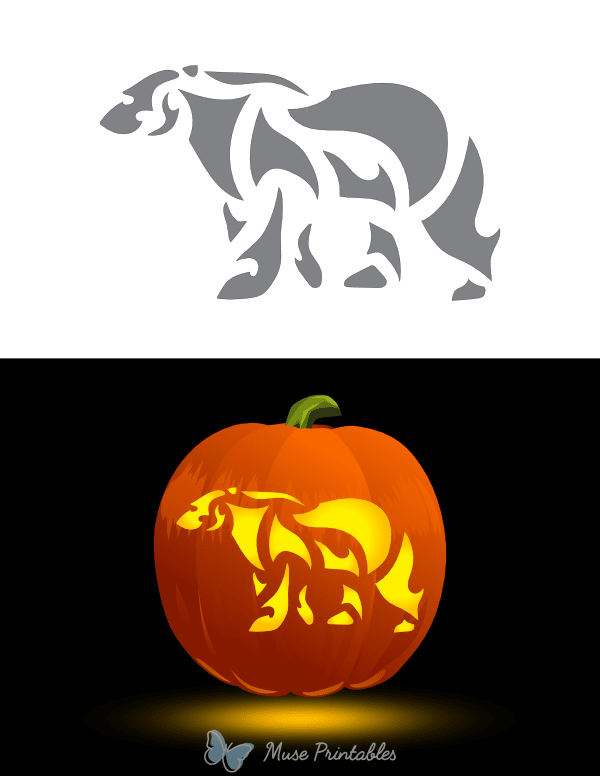 Stylized Polar Bear Pumpkin Stencil