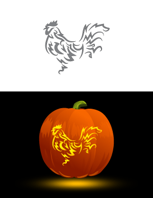 Stylized Rooster Pumpkin Stencil