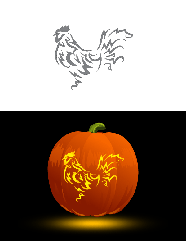 Rooster Pumpkin Stencil